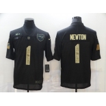 Men's New England Patriots #1 Cam Newton Black Camo 2020 Salute To Service Stitched N