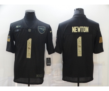 Men's New England Patriots #1 Cam Newton Black Camo 2020 Salute To Service Stitched N