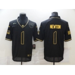 Men's New England Patriots #1 Cam Newton Black Gold 2020 Salute To Service Stitched NFL Nike Limited Jersey