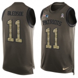 Men's New England Patriots #11 Drew Bledsoe Green Salute to Service Hot Pressing Player Name & Number Nike NFL Tank Top Jersey