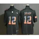 Men's New England Patriots #12 Tom Brady 2019 Black Salute To Service USA Flag Fashion Limited Jersey