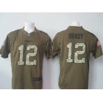 Men's New England Patriots #12 Tom Brady Green Salute To Service 2015 NFL Nike Limited Jersey