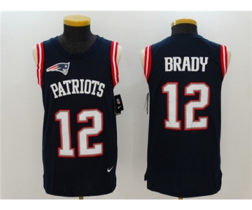Men's New England Patriots #12 Tom Brady Navy Blue Color Rush 2017 Vest Stitched NFL Nike Tank Top Jersey