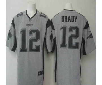 Men's New England Patriots #12 Tom Brady Nike Gray Gridiron 2015 NFL Gray Limited Jersey