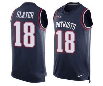 Men's New England Patriots #18 Matt Slater Navy Blue Hot Pressing Player Name & Number Nike NFL Tank Top Jersey