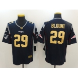 Men's New England Patriots #29 LeGarrette Blount Navy Blue With Gold Stitched NFL Nike Limited Jersey