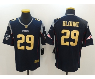 Men's New England Patriots #29 LeGarrette Blount Navy Blue With Gold Stitched NFL Nike Limited Jersey