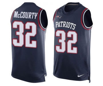 Men's New England Patriots #32 Devin McCourty Navy Blue Hot Pressing Player Name & Number Nike NFL Tank Top Jersey