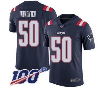 Men's New England Patriots #50 Chase Winovich Limited Navy Blue 100th Season Rush Vapor Untouchable Football Jersey