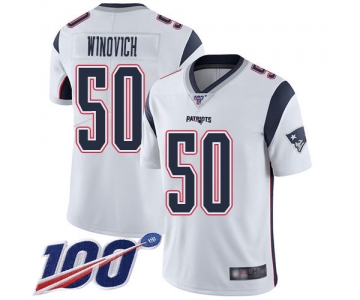 Men's New England Patriots #50 Chase Winovich Limited White 100th Season Road Vapor Untouchable Jersey