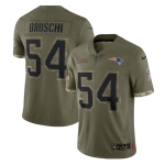 Men's New England Patriots #54 Tedy Bruschi 2022 Olive Salute To Service Limited Stitched Jersey