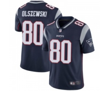 Men's New England Patriots #80 Gunner Olszewski Limited Navy Team Color Vapor Untouchable Jersey