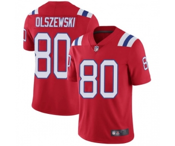Men's New England Patriots #80 Gunner Olszewski Limited Red Vapor Untouchable Alternate Jersey