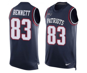 Men's New England Patriots #83 Martellus Bennett Navy Blue Hot Pressing Player Name & Number Nike NFL Tank Top Jersey