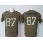 Men's New England Patriots #87 Rob Gronkowski Green Salute To Service 2015 NFL Nike Limited Jersey
