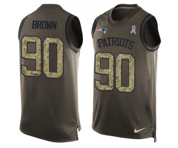 Men's New England Patriots #90 Malcom Brown Green Salute to Service Hot Pressing Player Name & Number Nike NFL Tank Top Jersey