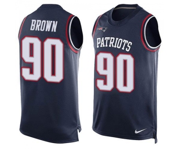 Men's New England Patriots #90 Malcom Brown Navy Blue Hot Pressing Player Name & Number Nike NFL Tank Top Jersey