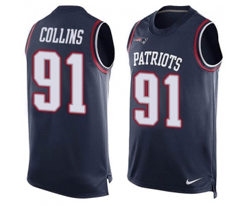 Men's New England Patriots #91 Jamie Collins Navy Blue Hot Pressing Player Name & Number Nike NFL Tank Top Jersey