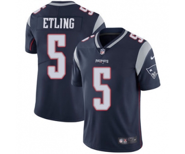 Men's Nike New England Patriots #5 Danny Etling Navy Blue Home Vapor Untouchable Limited Jersey