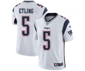 Men's Nike New England Patriots #5 Danny Etling White Road Vapor Untouchable Limited Jersey