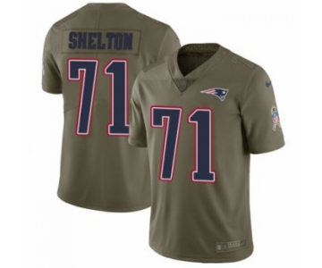Men's Nike New England Patriots #71 Danny Shelton Limited Olive 2017 Salute to Service NFL Jersey