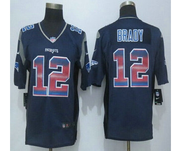New England Patriots #12 Tom Brady Navy Blue Strobe 2015 NFL Nike Fashion Jersey