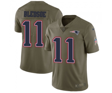Nike New England Patriots #11 Drew Bledsoe Olive Men's Stitched NFL Limited 2017 Salute To Service Jersey
