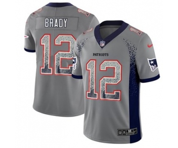 Nike New England Patriots #12 Tom Brady Grey Men's Stitched NFL Limited Rush Drift Fashion Jersey