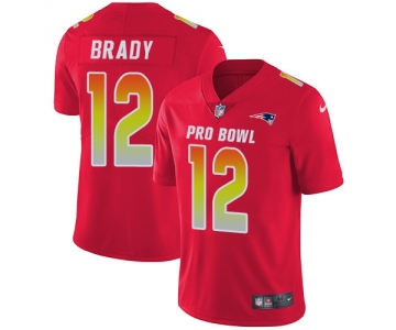 Nike New England Patriots #12 Tom Brady Red Men's Stitched NFL Limited AFC 2019 Pro Bowl Jersey