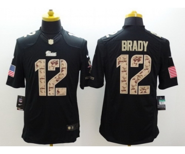 Nike New England Patriots #12 Tom Brady Salute to Service Black Limited Jersey