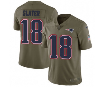 Nike New England Patriots #18 Matt Slater Olive Men's Stitched NFL Limited 2017 Salute To Service Jersey