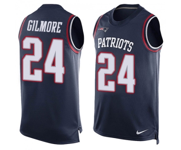 Nike New England Patriots #24 Stephon Gilmore Navy Blue Team Color Men's Stitched NFL Limited Tank Top Jersey