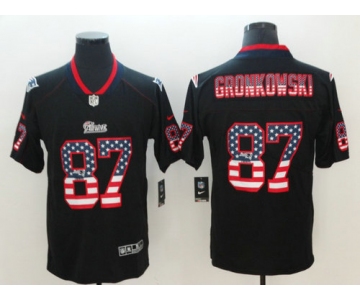 Nike New England Patriots #87 Rob Gronkowski Black USA Flag Fashion Color Rush Limited Jersey