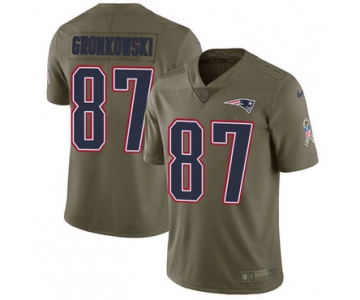 Nike New England Patriots #87 Rob Gronkowski Olive Men's Stitched NFL Limited 2017 Salute To Service Jersey