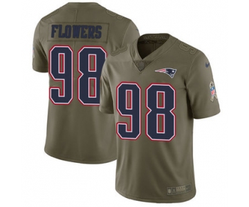 Nike New England Patriots #98 Trey Flowers Olive Men's Stitched NFL Limited 2017 Salute To Service Jersey