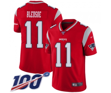 Nike Patriots #11 Drew Bledsoe Red Men's Stitched NFL Limited Inverted Legend 100th Season Jersey