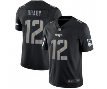 Nike Patriots #12 Tom Brady Black Men's Stitched NFL Limited Rush Impact Jersey