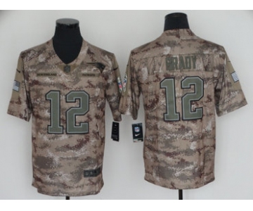 Nike Patriots #12 Tom Brady Camo Men's Stitched NFL Limited 2018 Salute To Service Jersey
