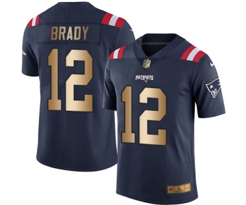 Nike Patriots #12 Tom Brady Navy Blue Men's Stitched NFL Limited Gold Rush Jersey