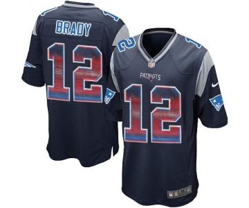 Nike Patriots #12 Tom Brady Navy Blue Team Color Men's Stitched NFL Limited Strobe Jersey