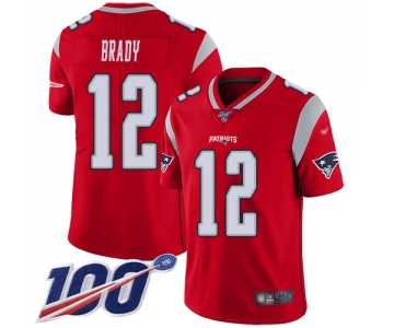 Nike Patriots #12 Tom Brady Red Men's Stitched NFL Limited Inverted Legend 100th Season Jersey