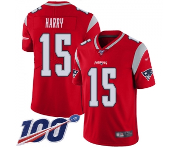 Nike Patriots #15 N'Keal Harry Red Men's Stitched NFL Limited Inverted Legend 100th Season Jersey