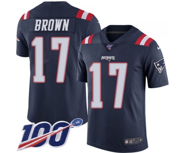 Nike Patriots #17 Antonio Brown Navy Blue Men's Stitched NFL Limited Rush 100th Season Jersey