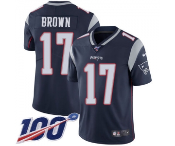 Nike Patriots #17 Antonio Brown Navy Blue Team Color Men's Stitched NFL 100th Season Vapor Limited Jersey