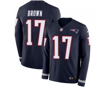 Nike Patriots #17 Antonio Brown Navy Blue Team Color Men's Stitched NFL Limited Therma Long Sleeve Jersey