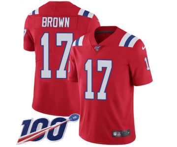 Nike Patriots #17 Antonio Brown Red Alternate Men's Stitched NFL 100th Season Vapor Limited Jersey