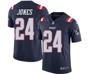 Nike Patriots #24 Cyrus Jones Navy Blue Men's Stitched NFL Limited Rush Jersey