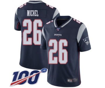 Nike Patriots #26 Sony Michel Navy Blue Team Color Men's Stitched NFL 100th Season Vapor Limited Jersey