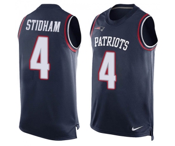 Nike Patriots #4 Jarrett Stidham Navy Blue Team Color Men's Stitched NFL Limited Tank Top Jersey