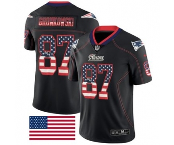 Nike Patriots #87 Rob Gronkowski Black Men's Stitched NFL Limited Rush USA Flag Jersey
